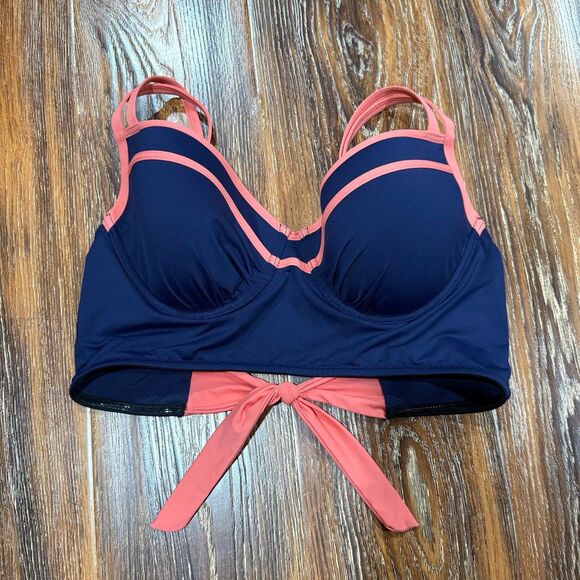 Tommy Bahama Other - Tommy Bahama 38C Bikini Top Padded 38 C Women's Swim Deck Piping Coral & Navy